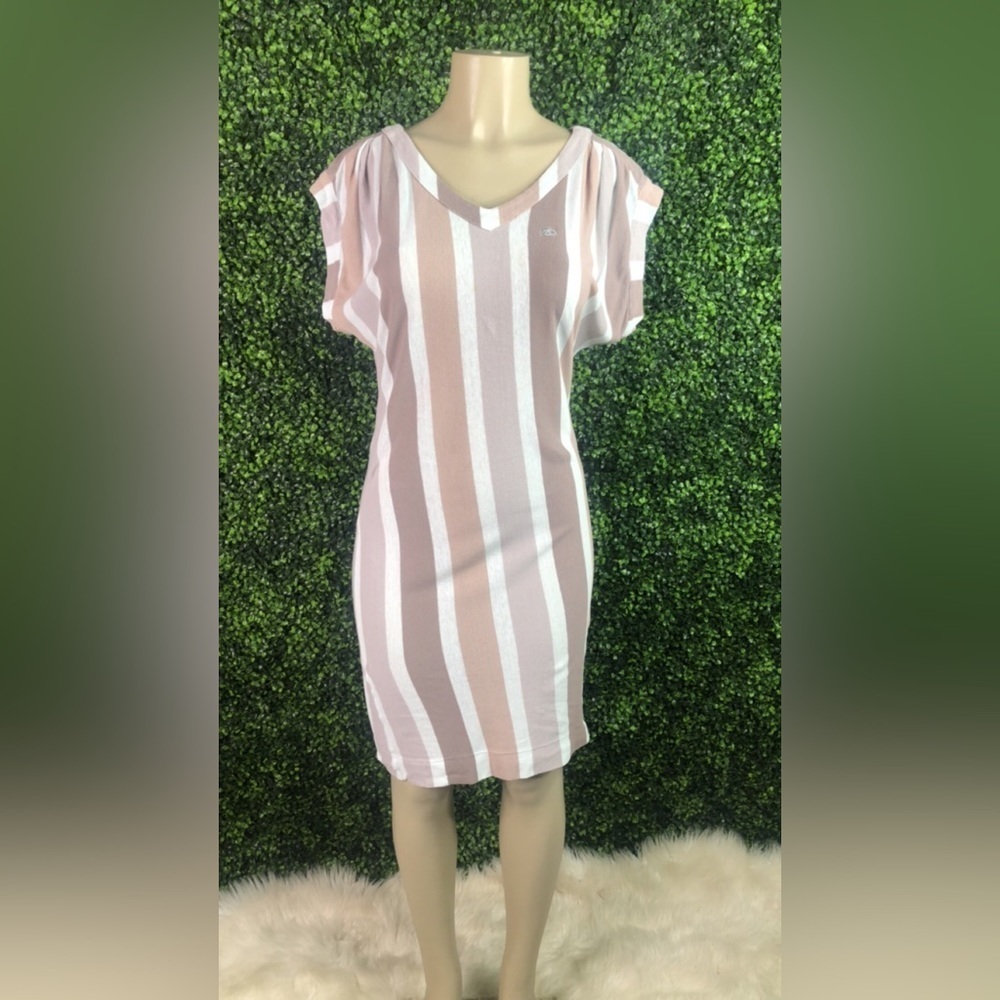 Lacoste‎ linen blend earthy tones striped dress
